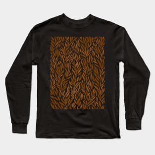 Seamless pattern with brown leaves Long Sleeve T-Shirt